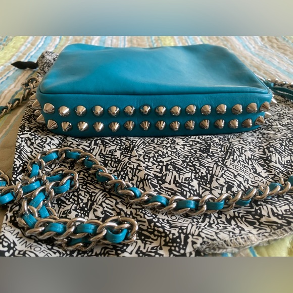 Rebecca Minkoff Studded Turquoise Crossbody Leather Bag - Picture 3 of 10